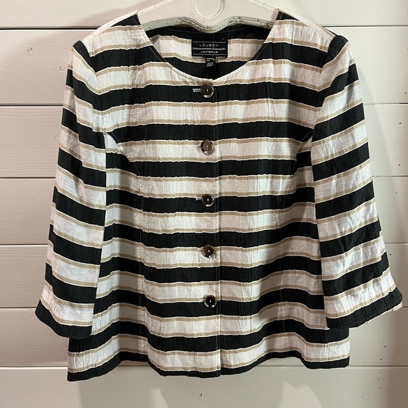🖤LOUBEN for Laura Plus – Striped Button-Up Jacket (20W) - Picture 1 of 15